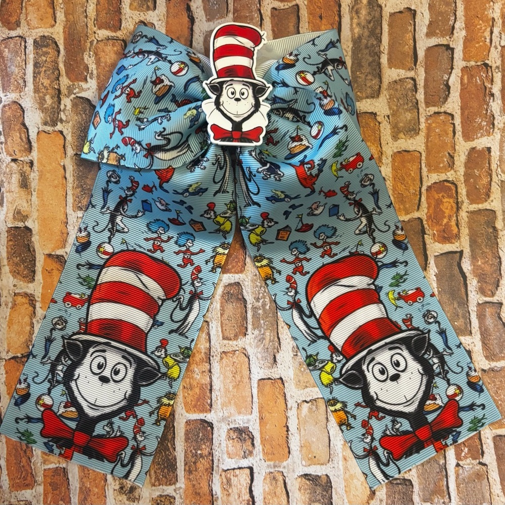 Dr. Seuss Cat in the Hat girls hair bow  - Blue